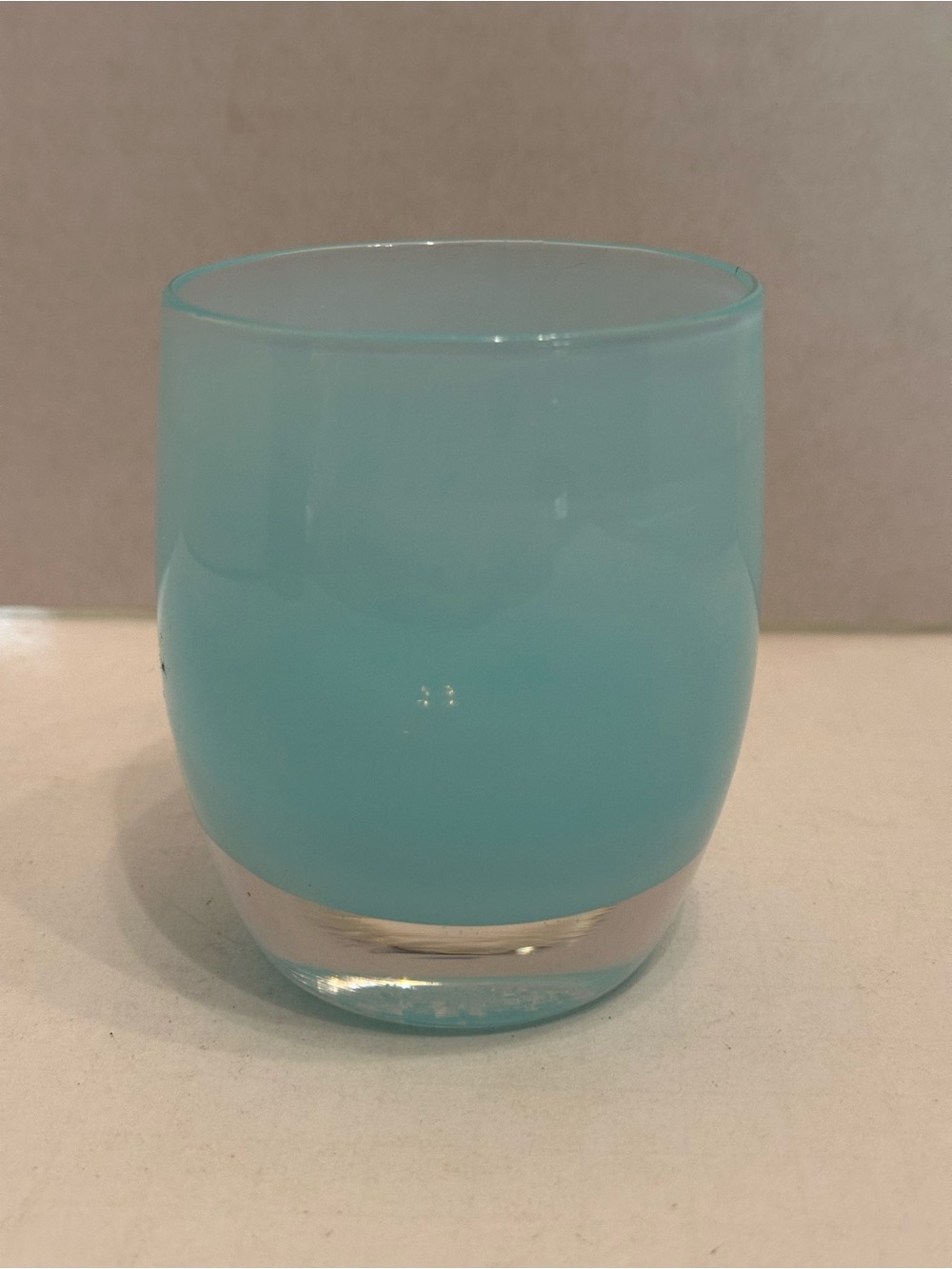 Contemporary Ocean Aqua Blue Glass Votive Holder Vase Pre Trisk